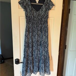 Nicole Miller Navy Floral Midi Dress
